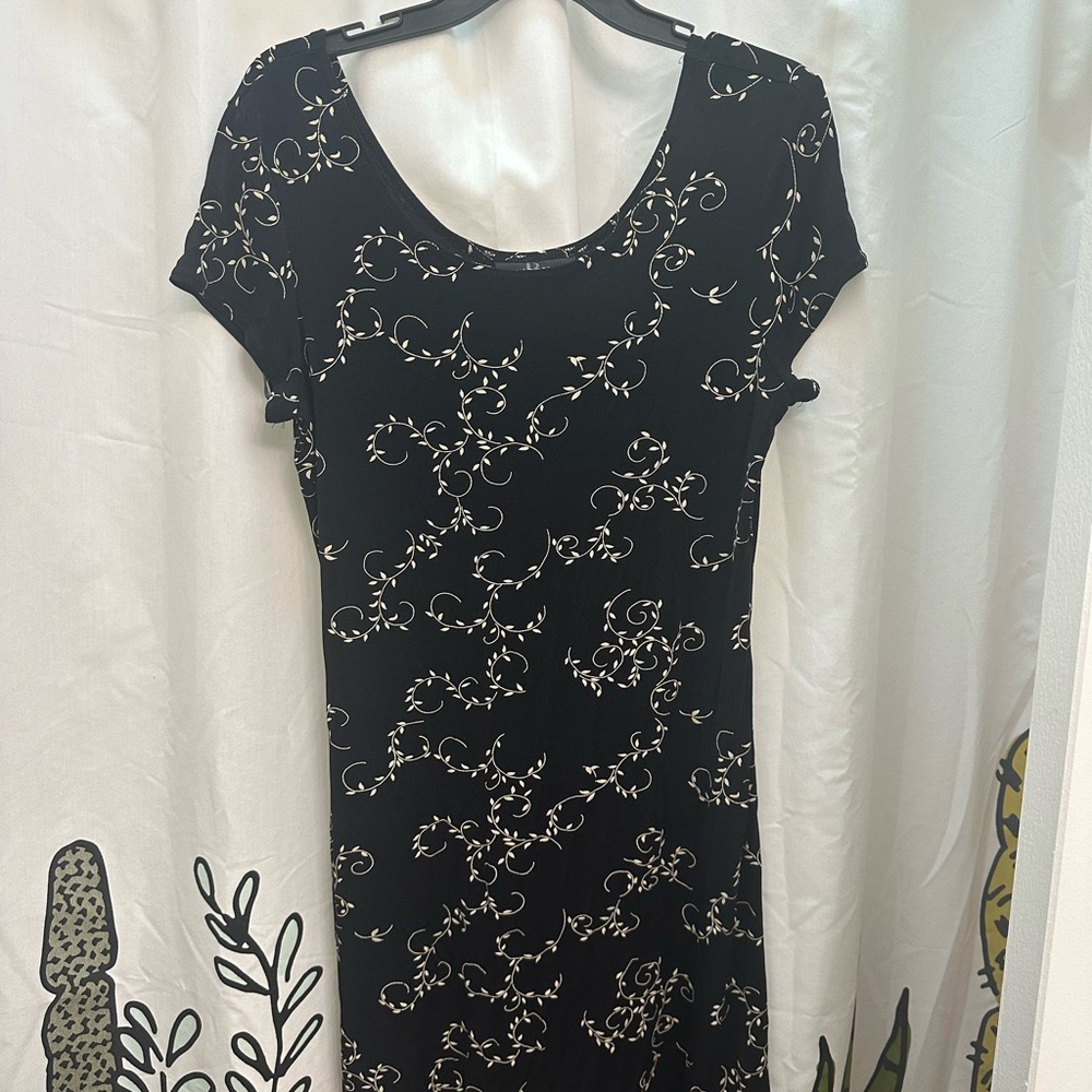Elegant Black Floral Women's Dress